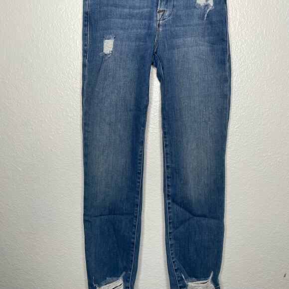 Frame Womens Jeans Size 24 Blue Denim Le High Straight Distressed Medium Wash - Picture 10 of 16